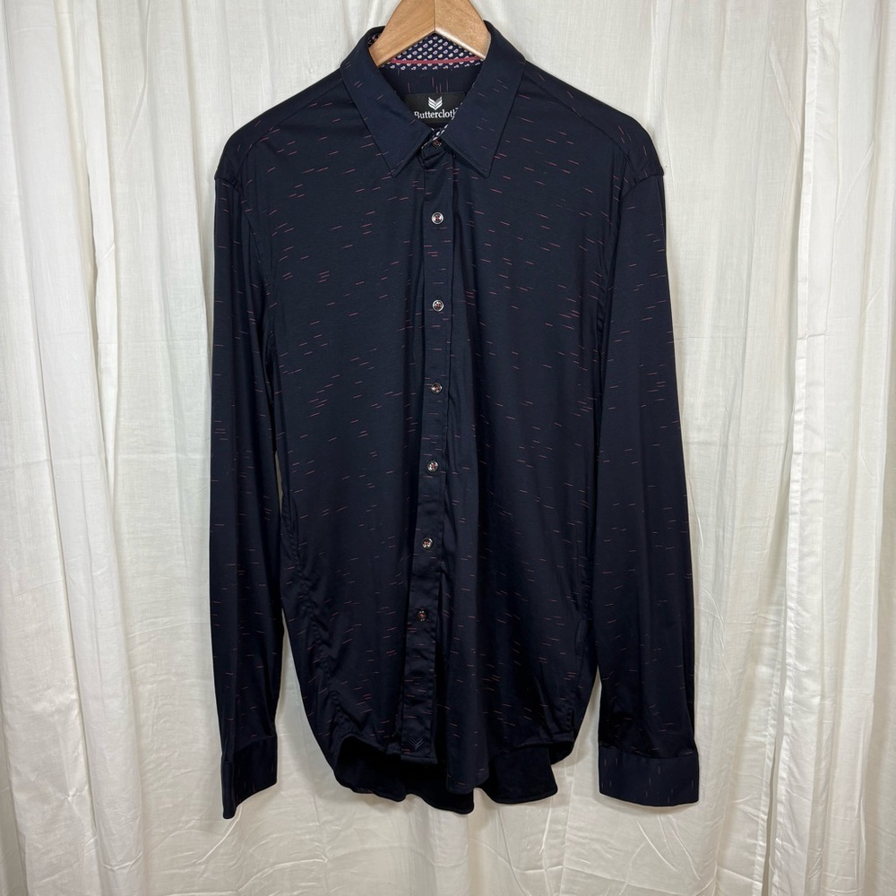 Buttercloth 100% Cotton Dark Navy/Black‎ Red Shirt 
Size L